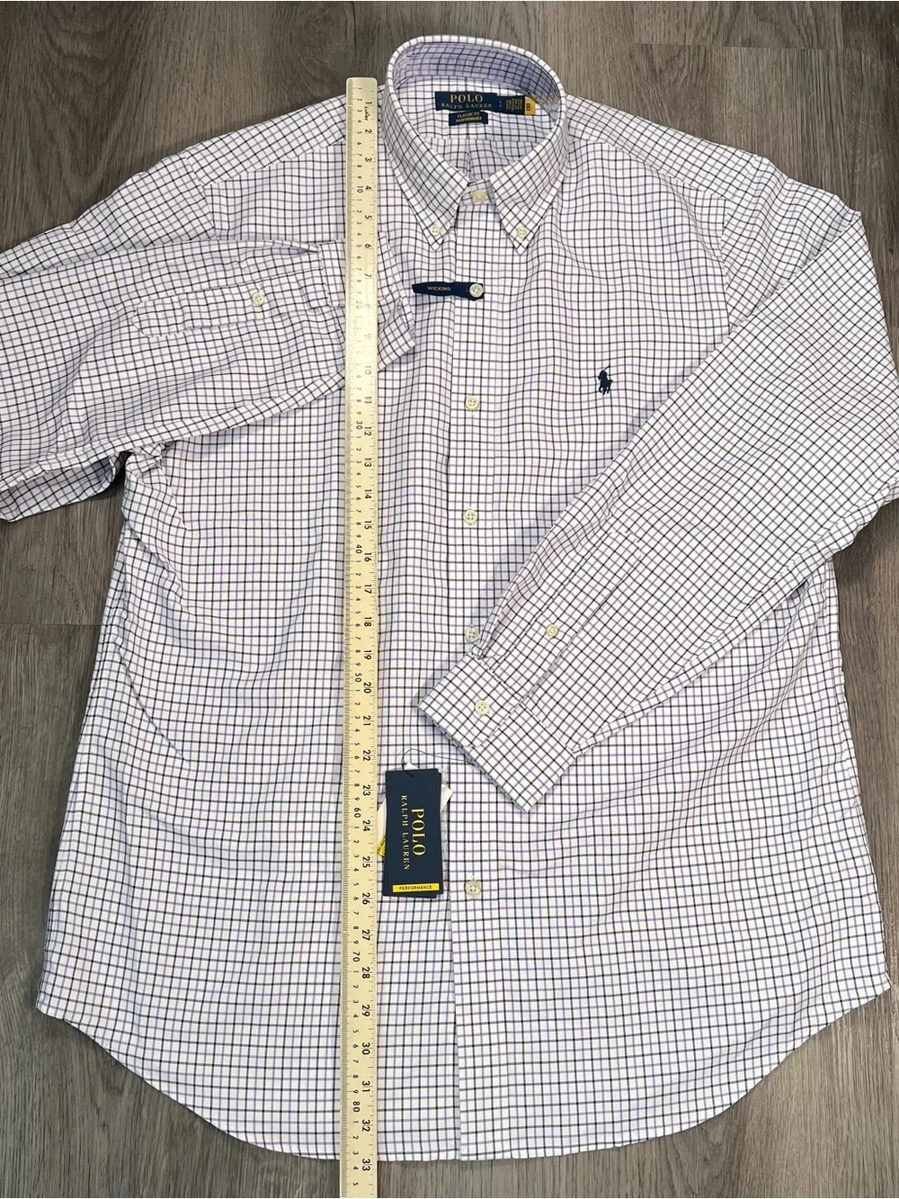 New Polo Ralph Lauren Button Down Men’s L Classic Fit Performance White Purple